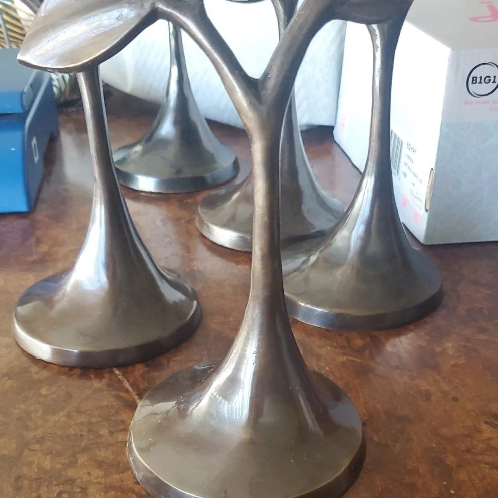 Pottery Barn Bronze Leaf Candle Holders
